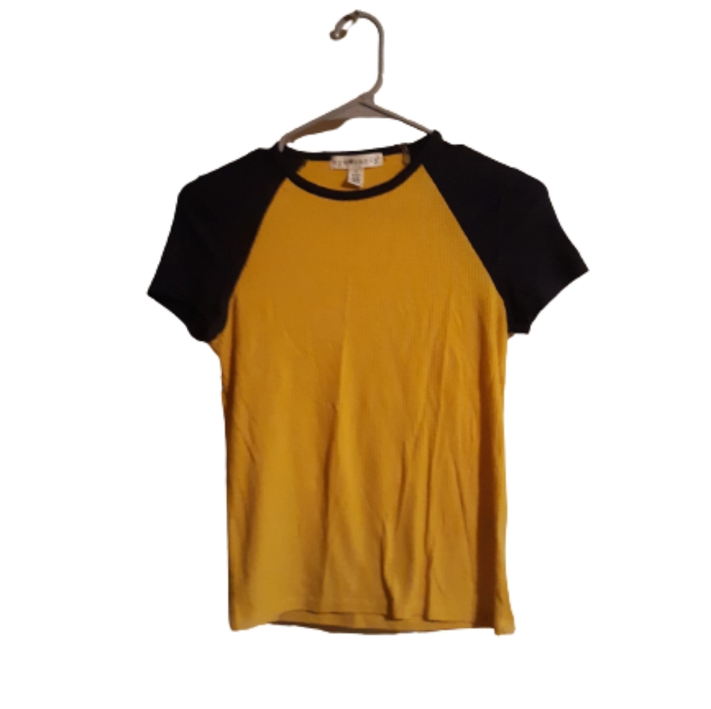 EYE CANDY Short Sleeve Shirt, Yellow & Blue, Size Small